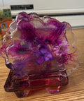 Handmade Purple Floral Resin Coaster Set and Holder– Set of 4