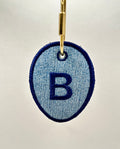 Custom Embroidered BagTag Denim/Navy Blue Letters A-Z 1pc