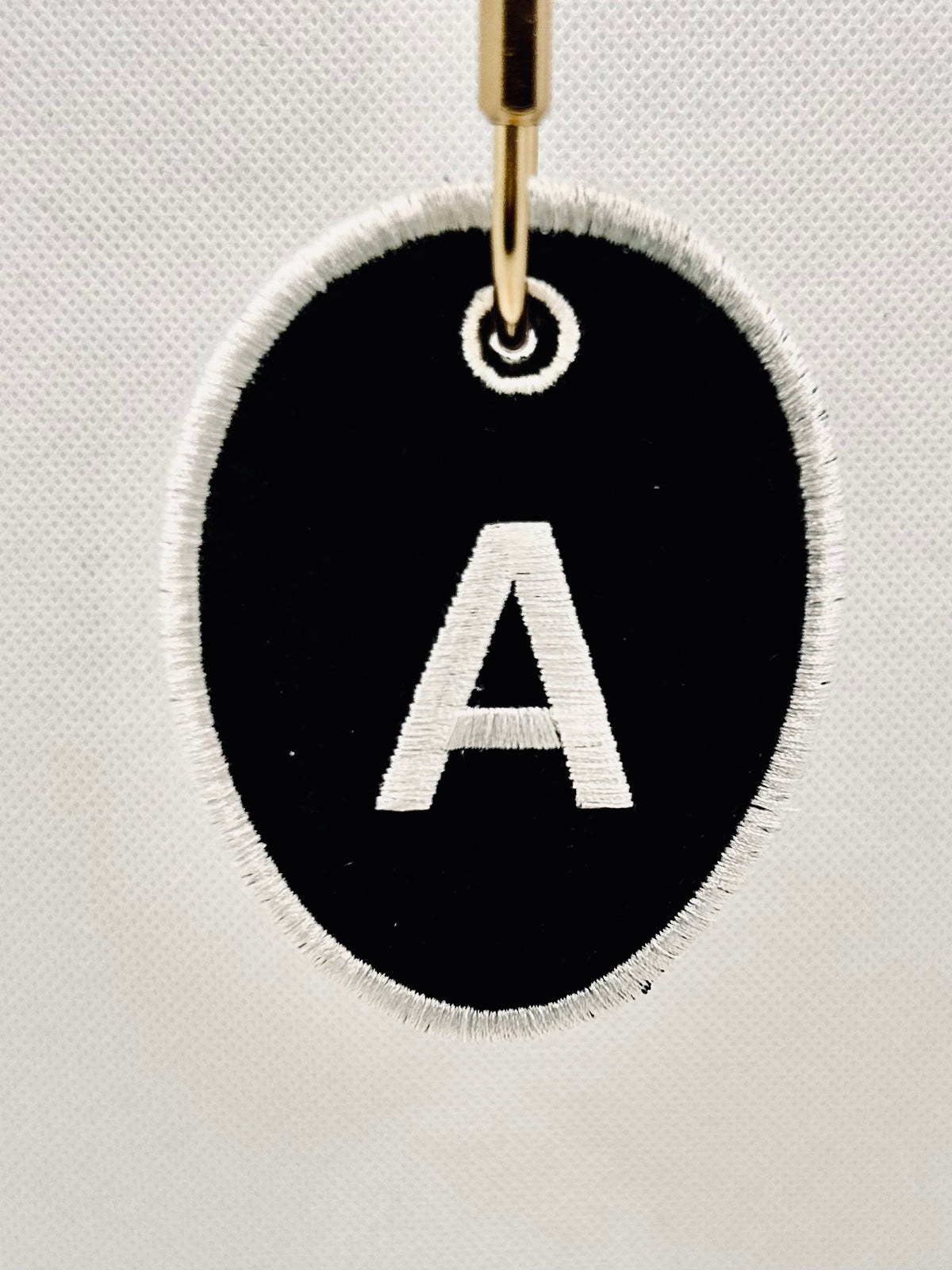 Custom Embroidered BagTag Black/White Letters A-Z 1pc