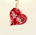 Custom Embroidered BagTag Red/White Heart Shaped Design 1pc