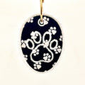 Custom Embroidered BagTag Black/White Dog Paw Design 1pc