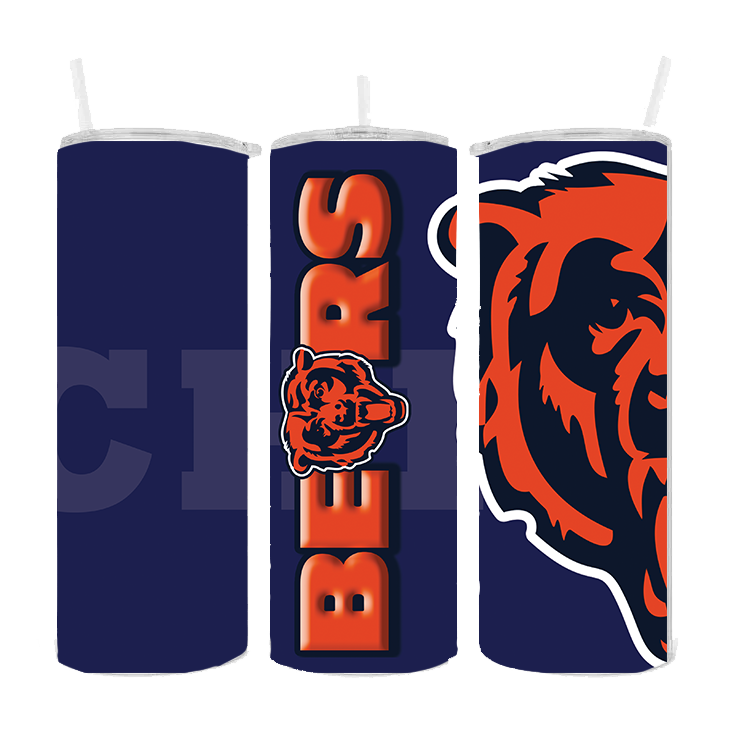 CHICAGO BEARS DESIGN 20 OZ. DRINK TUMBLER SUBLIMATION STAINLESS STEEL