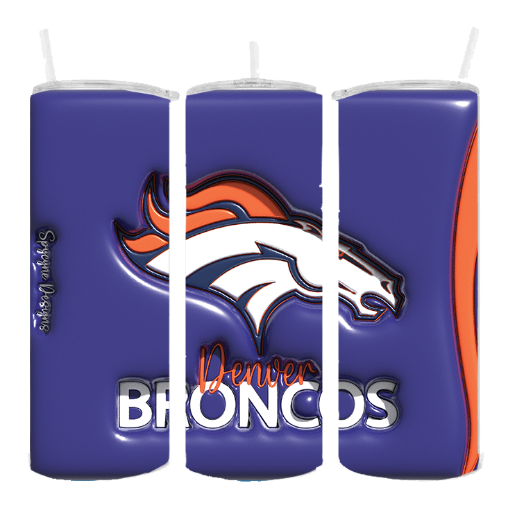 DENVER BRONCOS DESIGN 20 OZ. DRINK TUMBLER SUBLIMATION STAINLESS STEEL