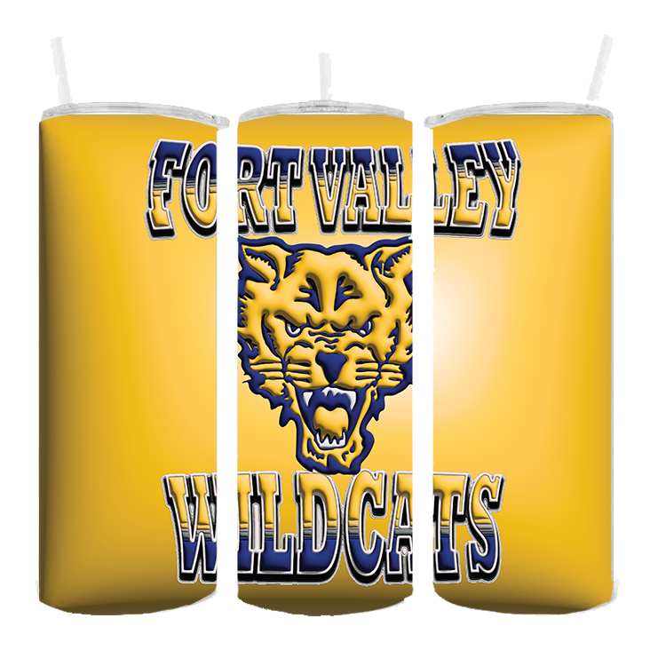 FORT VALLEY STATE DESIGN 20 OZ. DRINK TUMBLER SUBLIMATION STAINLESS STEEL