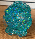 Handmade Teal Glitter Resin Coaster Set and Holder– Set of 4