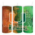 MIAMI HURRICANES DESIGN 20 OZ. DRINK TUMBLER SUBLIMATION STAINLESS STEEL