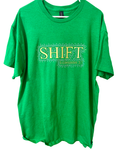 Rhinestone Embroidered "SHIFT" Design T-Shirt Adult Green Unisex
