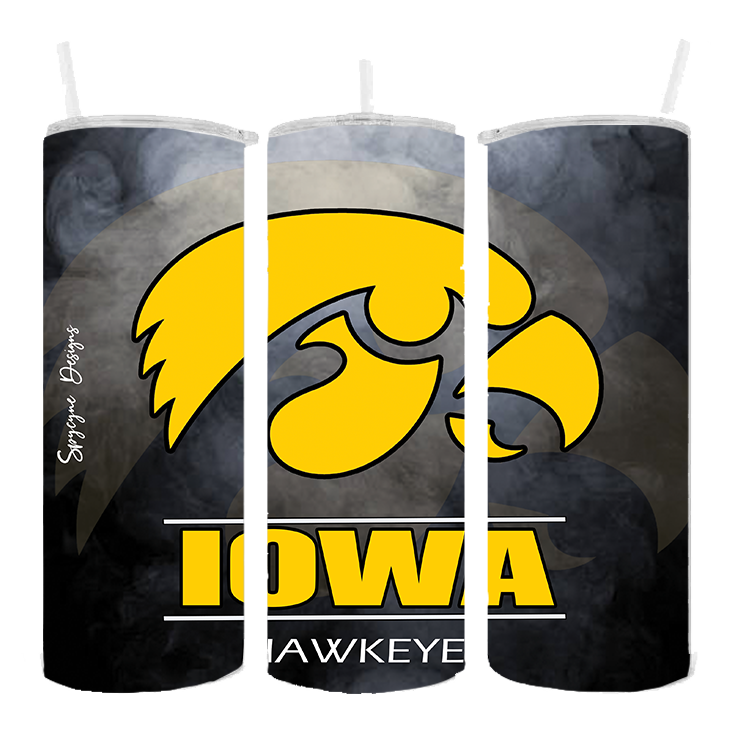 IOWA HAWKEYES DESIGN 20 OZ. DRINK TUMBLER SUBLIMATION STAINLESS STEEL
