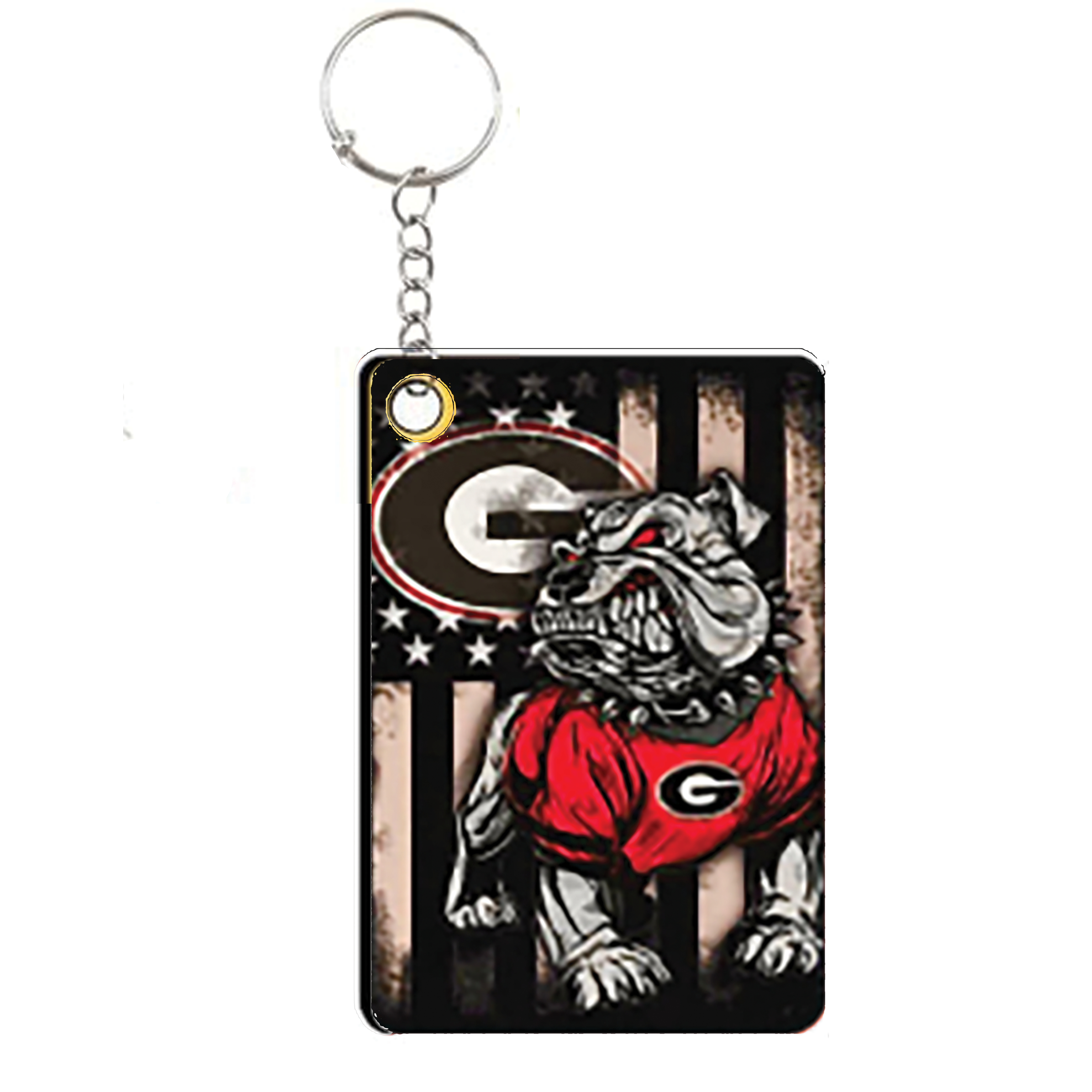 UGA Bulldogs Design Black Keychain Accessories 1pc