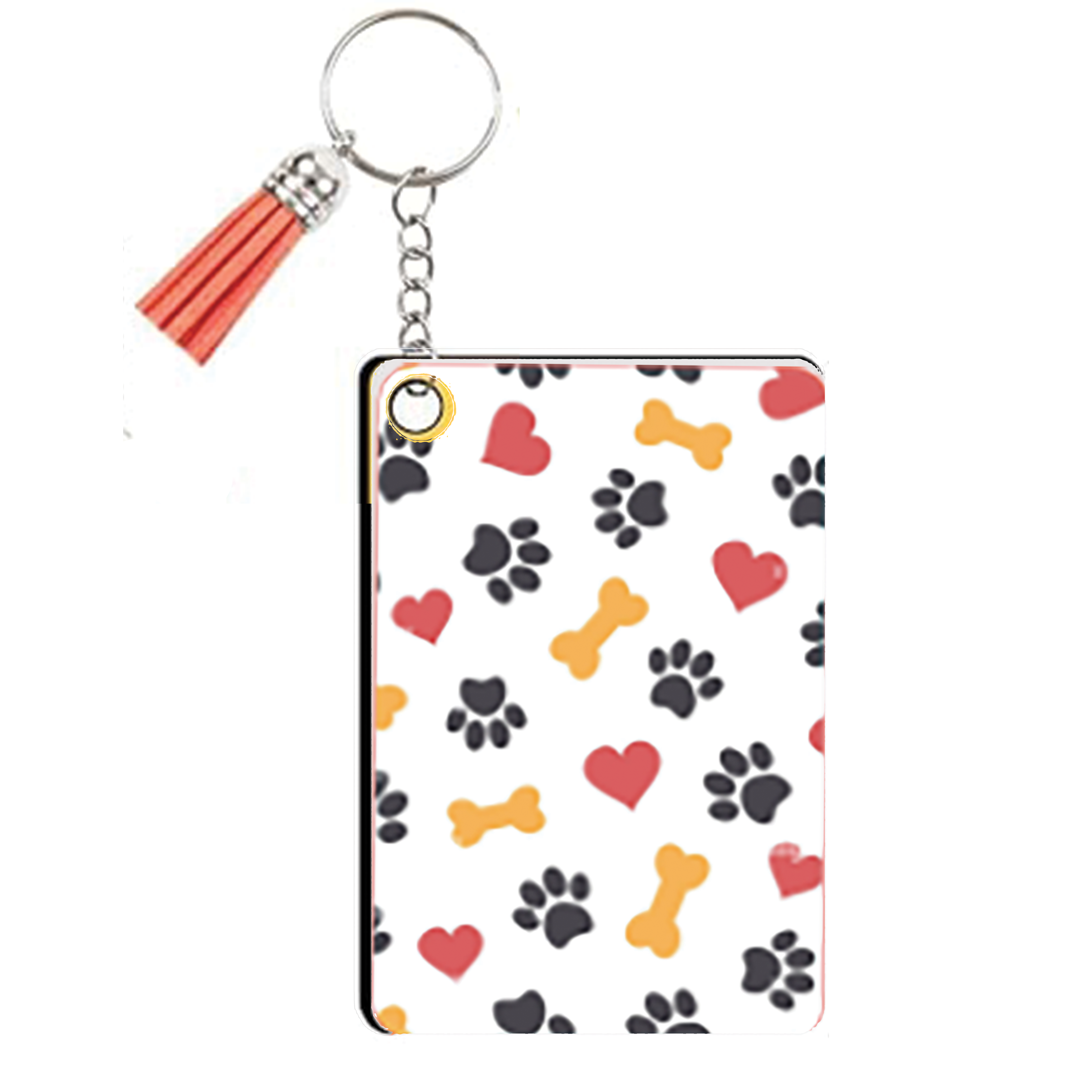 Dog Paws n Bones Design White Keychain Accessories 2pc