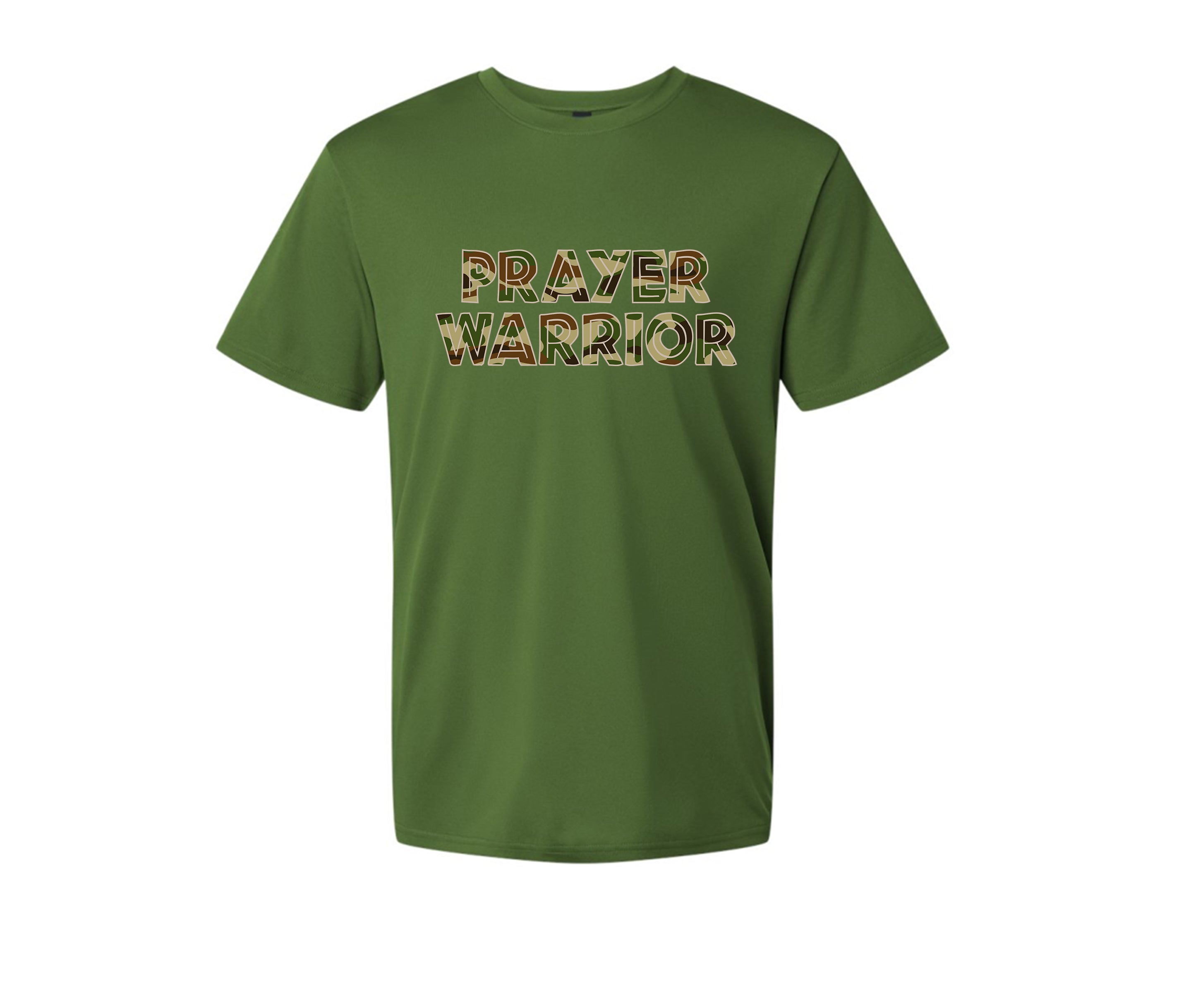 Prayer Warrior Camo Design DTF Custom Printed TShirt Short Sleeve