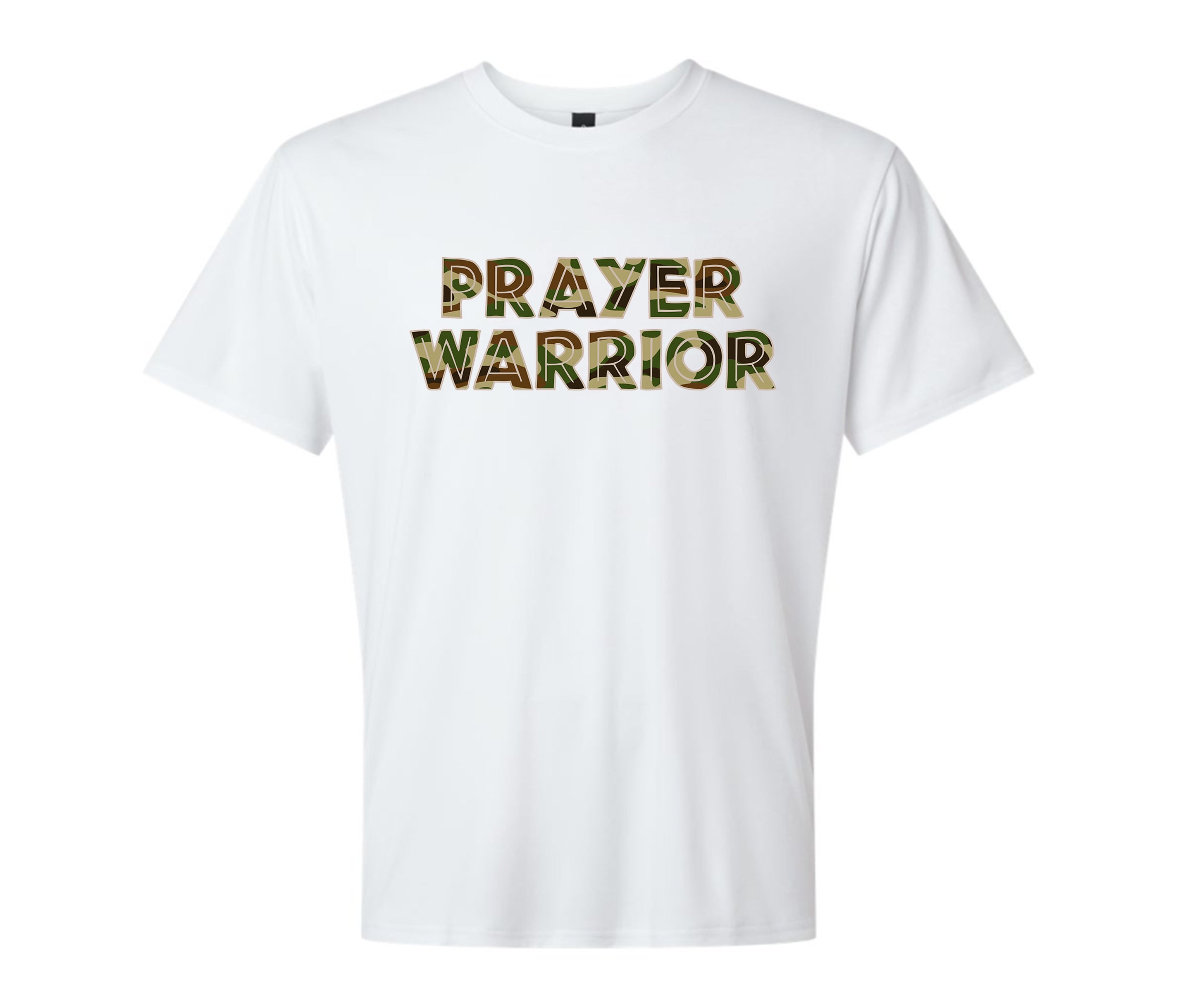 Prayer Warrior Camo Design DTF Custom Printed TShirt Short Sleeve