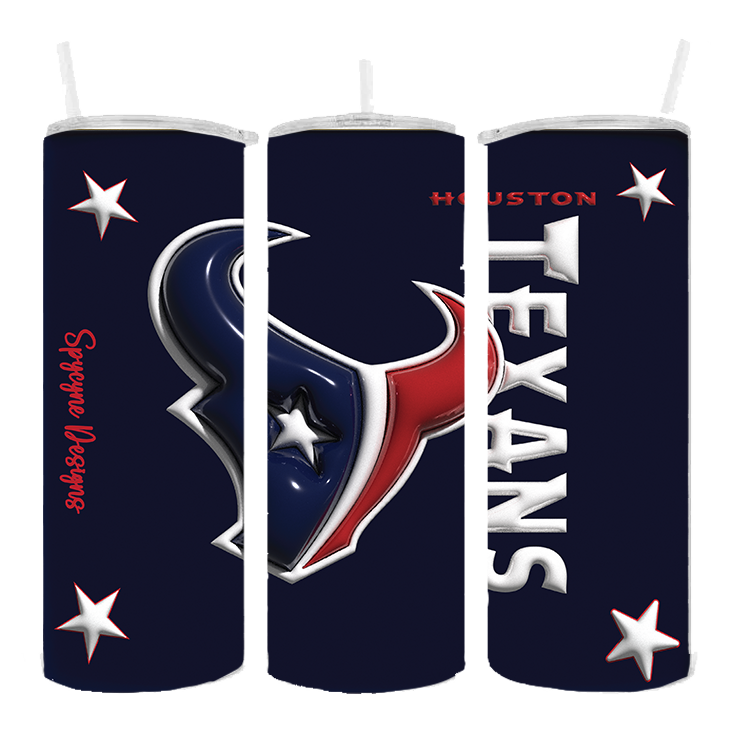 HOUSTON TEXANS DESIGN 20 OZ. DRINK TUMBLER SUBLIMATION STAINLESS STEEL