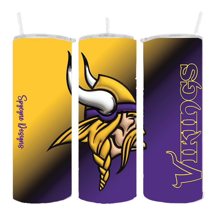MINNESOTA VIKINGS DESIGN 20 OZ. DRINK TUMBLER SUBLIMATION STAINLESS STEEL